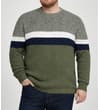 Thumbnail Model wearing khaki colour block knitted sweatshirt.
