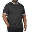 Thumbnail Charcoal crew neck T-shirt with contrast tipped trims worn.