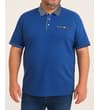 Thumbnail Blue polo worn on model, front view.