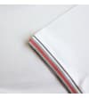 Thumbnail Close-up of white short sleeve cuff with red and grey tipping.