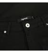 Thumbnail Close-up of black shorts waistband and button closure.