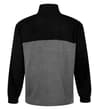 Thumbnail Back view of black and charcoal colour block half zip jumper.