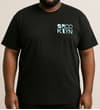 Thumbnail Black T-shirt worn on model from the front with chest print.