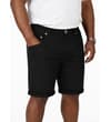 Thumbnail Black rolled-hem shorts shown on model, front view.