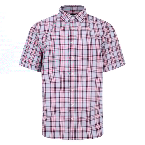 Bigdude Cutaway Collar Checked Shirt Pink/White Tall