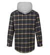 Thumbnail Dusty blue checked hooded flannel shirt, back view.