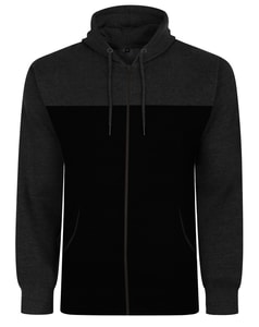Bigdude Colour Block Zipped Hoody Black/Charcoal Tall 