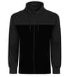 Thumbnail Black and charcoal colour block zip hoody, flat front.