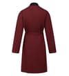 Thumbnail Burgundy bath robe back view with tied waist belt.