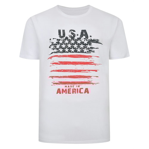 Bigdude USA Print T-Shirt White Tall