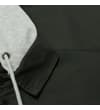 Thumbnail Close-up of grey hood and collar seam on charcoal overshirt.