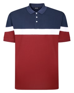 Bigdude Pique Colour Block Polo Shirt Burgundy/Navy/White Tall
