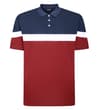 Thumbnail Flat front view of navy, white and burgundy polo shirt.