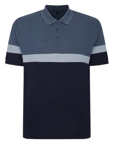 Bigdude Pique Colour Block Polo Shirt Denim