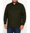 Thumbnail Dark olive long sleeve shirt worn, front view.