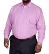 Thumbnail Violet long sleeve poplin shirt worn, angled front view.