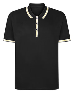 Bigdude Contrast Stripe Tipped Polo Shirt Black Tall