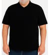 Thumbnail Black Cuban collar polo shirt worn from the front.