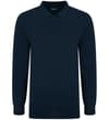 Navy long-sleeve polo shirt, front view.