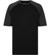 Thumbnail Black raglan T-shirt with dark grey sleeves, front view.