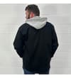 Thumbnail Rear view of black hooded overshirt worn on model.