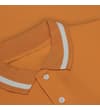 Thumbnail Close-up of apricot polo collar with white stripe detail.
