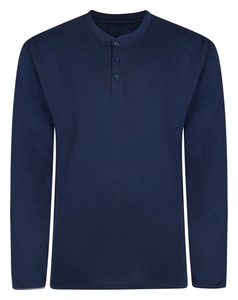 Bigdude Long Sleeve Grandad T-Shirt Navy