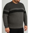 Thumbnail Charcoal marl knitted sweatshirt worn in angled front view.