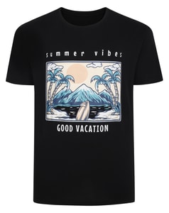 Bigdude Summer Vibes Print T-Shirt Black