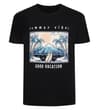 Thumbnail Black T-shirt with summer beach graphic and slogan front.