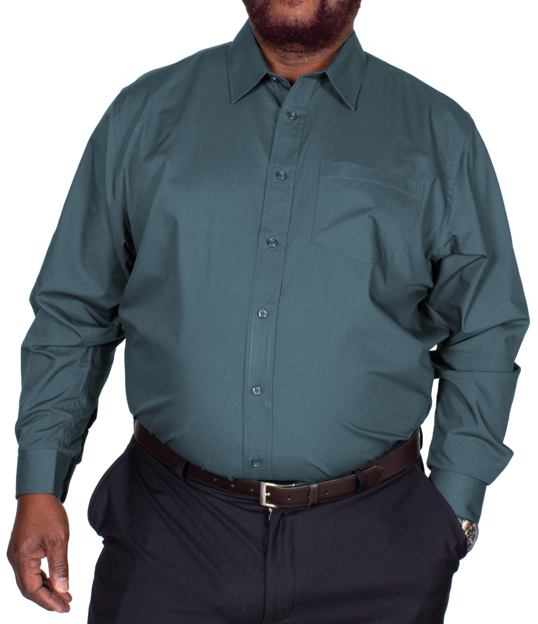 Bigdude Classic Long Sleeve Poplin Shirt Petrol | BigDude