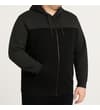 Thumbnail Black and charcoal colour block zip hoody, angled view.