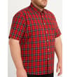 Thumbnail Angled front view of red and black checked shirt.