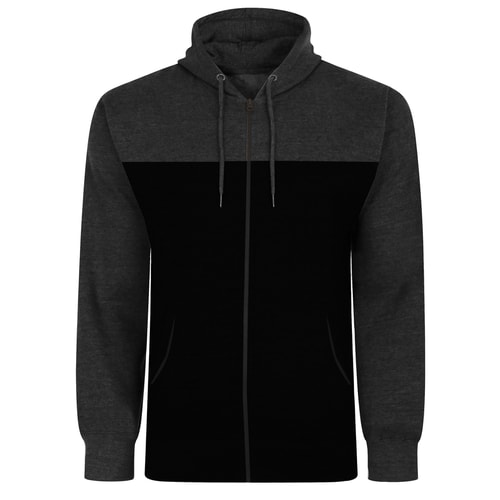 Bigdude Color Block Zipped Hoody Black/Charcoal