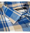 Thumbnail Close-up of the collar on the blue checked flannel shirt.
