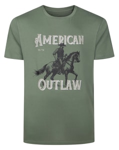 Bigdude American Outlaw Print T-Shirt Sage Green Tall