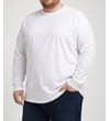 Thumbnail White long sleeve crew neck T-shirt worn on model.