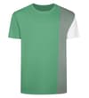 Thumbnail Front view of green colour block crew neck T-shirt.
