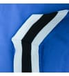 Thumbnail Close-up of royal blue shorts hem with white and black tipping.