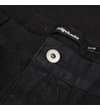 Thumbnail Close-up of black jeans waistband with silver button.