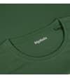 Thumbnail Green crew neck T-shirt collar close-up with logo.
