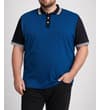 Thumbnail Front view of royal blue and navy two tone polo shirt.