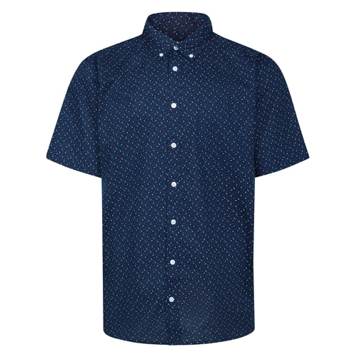 Bigdude Button Down Sprinkle Short Sleeve Shirt Navy Tall