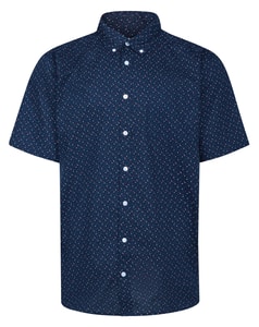 Bigdude Button Down Sprinkle Short Sleeve Shirt Navy Tall
