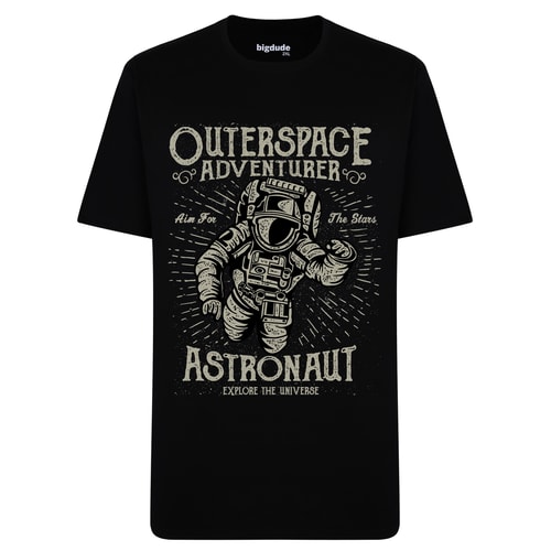 Bigdude Astronaut Print T-Shirt Black Tall
