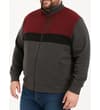 Thumbnail Angled on-body view of colour block zip jacket with chest zip pocket.