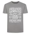 Thumbnail Grey tall T-shirt with white vintage hot rod front print.