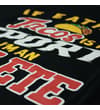 Thumbnail Close-up of Taco sport slogan print on black T-shirt.