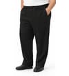 Thumbnail Black elasticated waist formal trousers worn, front view.