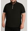 Thumbnail Black polo shirt worn, front view on model.